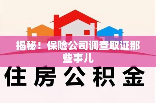 晋安揭秘！保险公司调查取证那些事儿