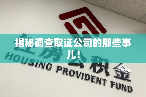 晋安揭秘调查取证公司的那些事儿！