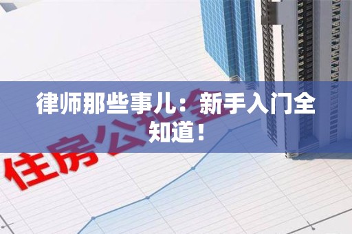 晋安律师那些事儿：新手入门全知道！