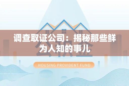晋安调查取证公司：揭秘那些鲜为人知的事儿