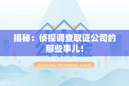 晋安揭秘：侦探调查取证公司的那些事儿！