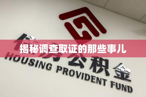 晋安揭秘调查取证的那些事儿