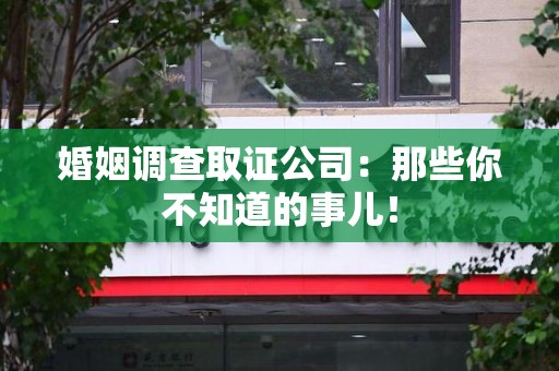 晋安婚姻调查取证公司：那些你不知道的事儿！