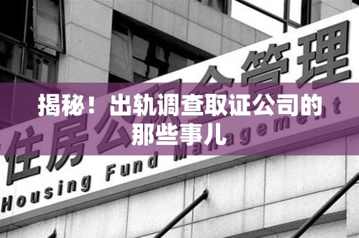 晋安揭秘！出轨调查取证公司的那些事儿