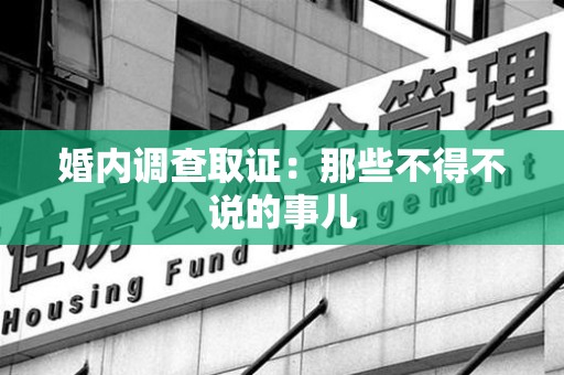 晋安婚内调查取证：那些不得不说的事儿