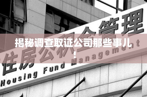 晋安揭秘调查取证公司那些事儿！