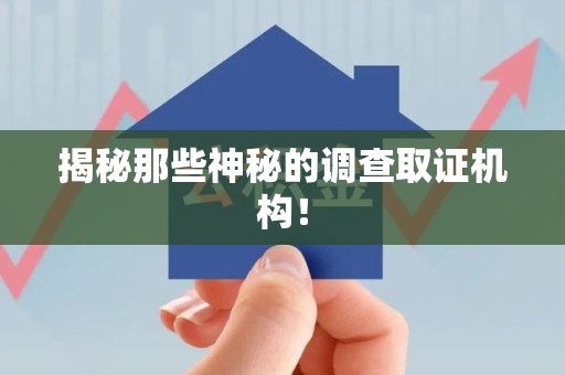 晋安揭秘那些神秘的调查取证机构！