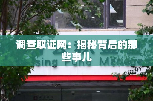 晋安调查取证网：揭秘背后的那些事儿