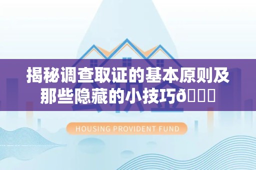晋安揭秘调查取证的基本原则及那些隐藏的小技巧😎