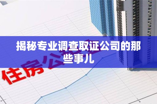 晋安揭秘专业调查取证公司的那些事儿