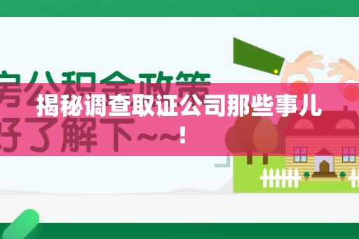 晋安揭秘调查取证公司那些事儿！
