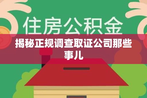 晋安揭秘正规调查取证公司那些事儿