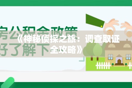 晋安《神秘侦探之旅：调查取证全攻略》
