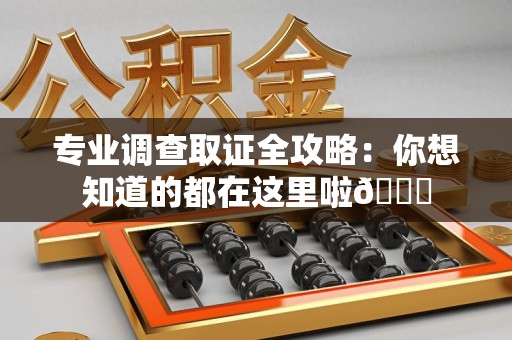 晋安专业调查取证全攻略：你想知道的都在这里啦😉