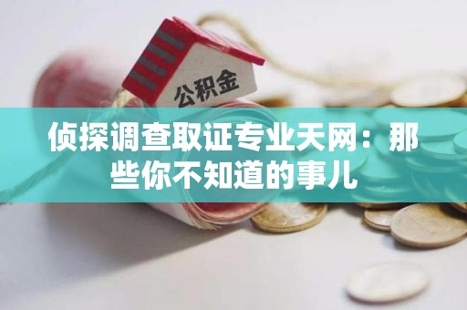 晋安侦探调查取证专业天网：那些你不知道的事儿