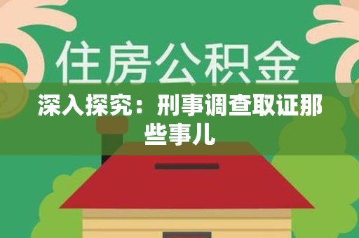 晋安深入探究：刑事调查取证那些事儿