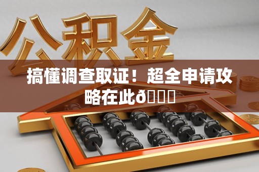 晋安搞懂调查取证！超全申请攻略在此😎