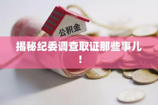 晋安揭秘纪委调查取证那些事儿！