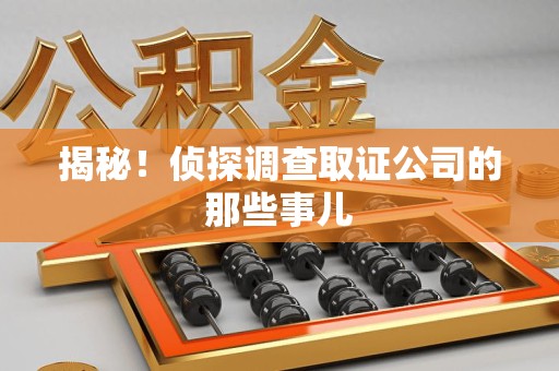晋安揭秘！侦探调查取证公司的那些事儿