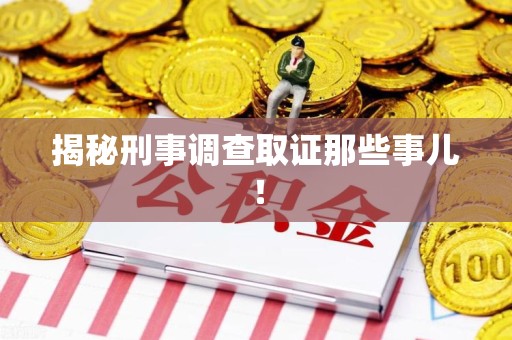 晋安揭秘刑事调查取证那些事儿！
