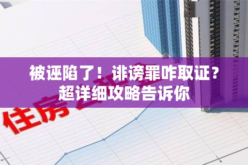 晋安被诬陷了！诽谤罪咋取证？超详细攻略告诉你