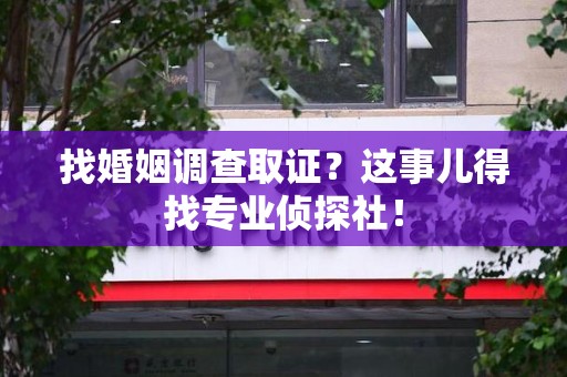 晋安找婚姻调查取证？这事儿得找专业侦探社！