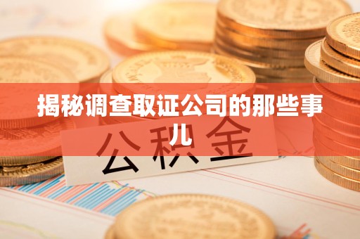 晋安揭秘调查取证公司的那些事儿