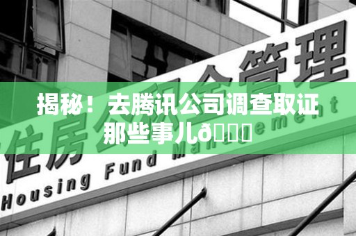 晋安揭秘！去腾讯公司调查取证那些事儿😎