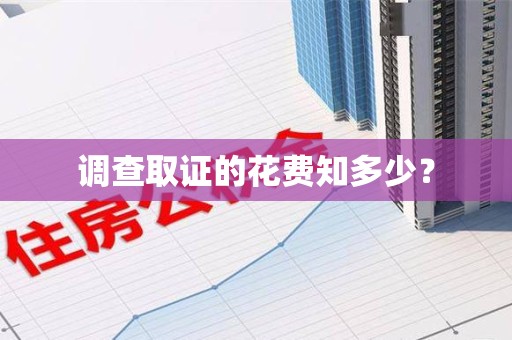 晋安调查取证的花费知多少？
